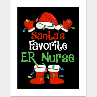 Santa's Favorite ER Nurse Funny Christmas Pajamas Posters and Art